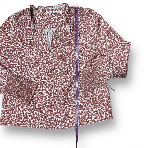 Marie Oliver Pink Print Kate Smocked Long Sleeve Blouse Size XS Patterned - Picture 7 of 10